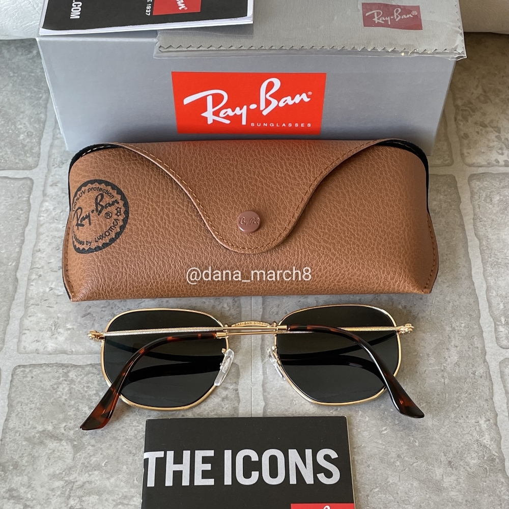 Ray-Ban Hexagonal Black Lenses /Gold Frame RB3548N Standard Size